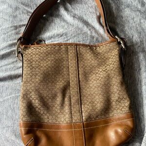 Coach Brown Shoulder Bag with Textured Design